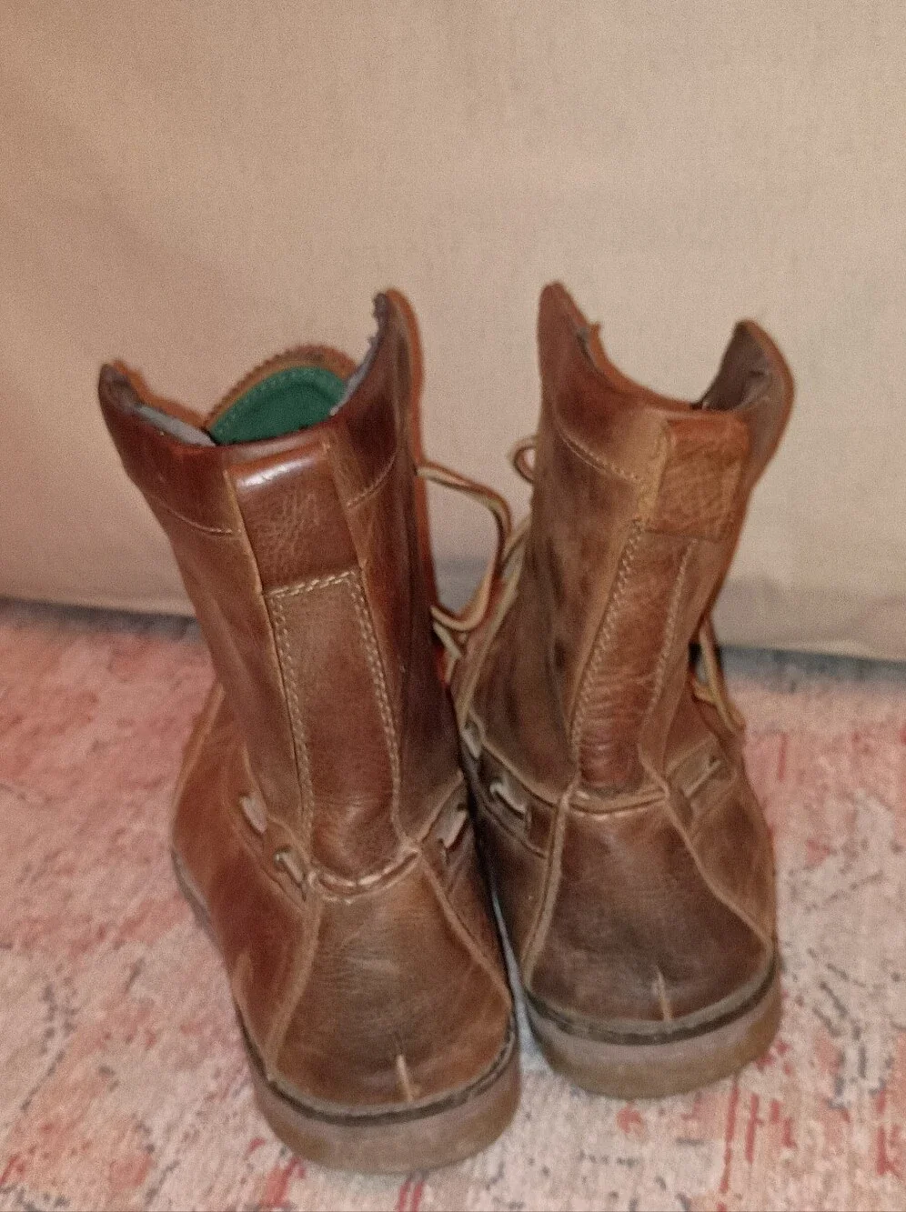 Vintage Polo Ralph Lauren Whitsand Brown Leather Boots Size 12D